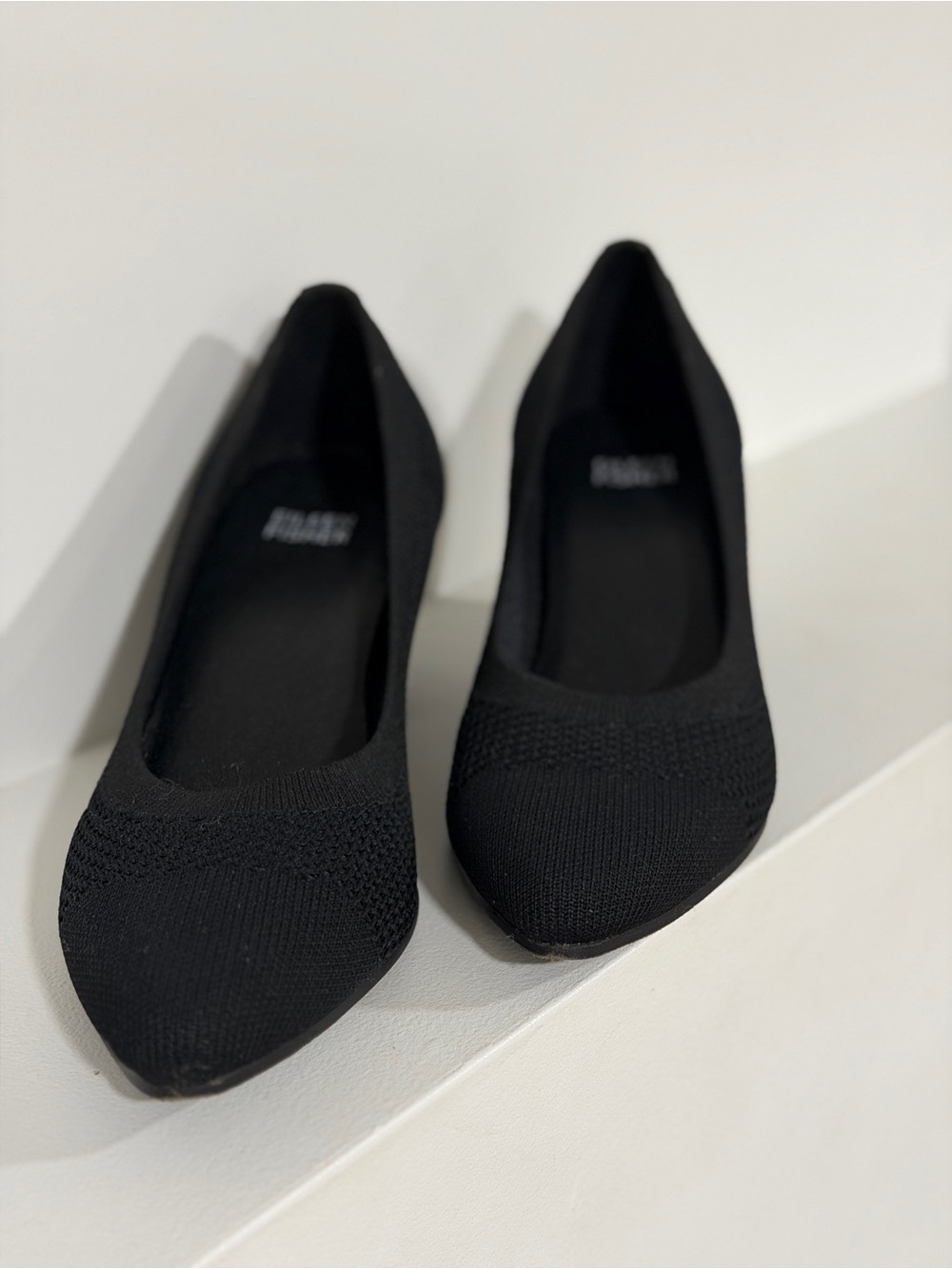 Eileen Fisher Black Knit Pointed-Toe Heels